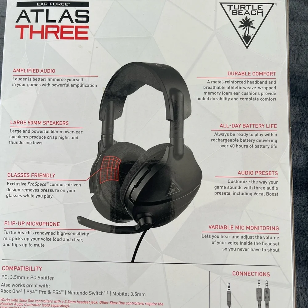 Turtle Beach Atlas Three Amplified Gaming Headset - Black